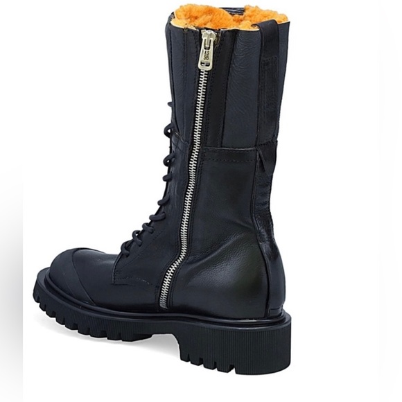 AS.98 Trevy Fur Sherpa lined combat boots black orange 39 8.5 9 worn few x’s - Picture 6 of 10
